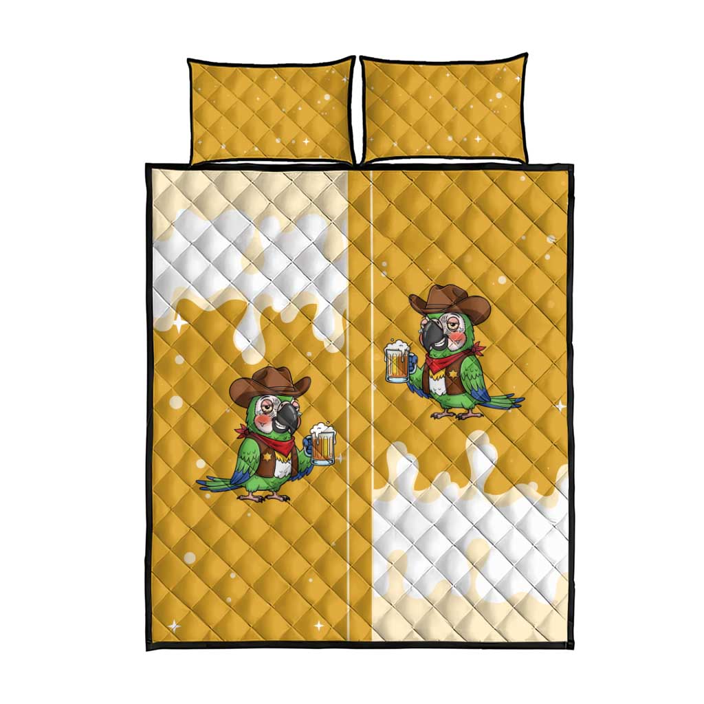 Western Yoke Quilt Bed Set Drunk Parrot Cowboy Style - Wonder Print Shop