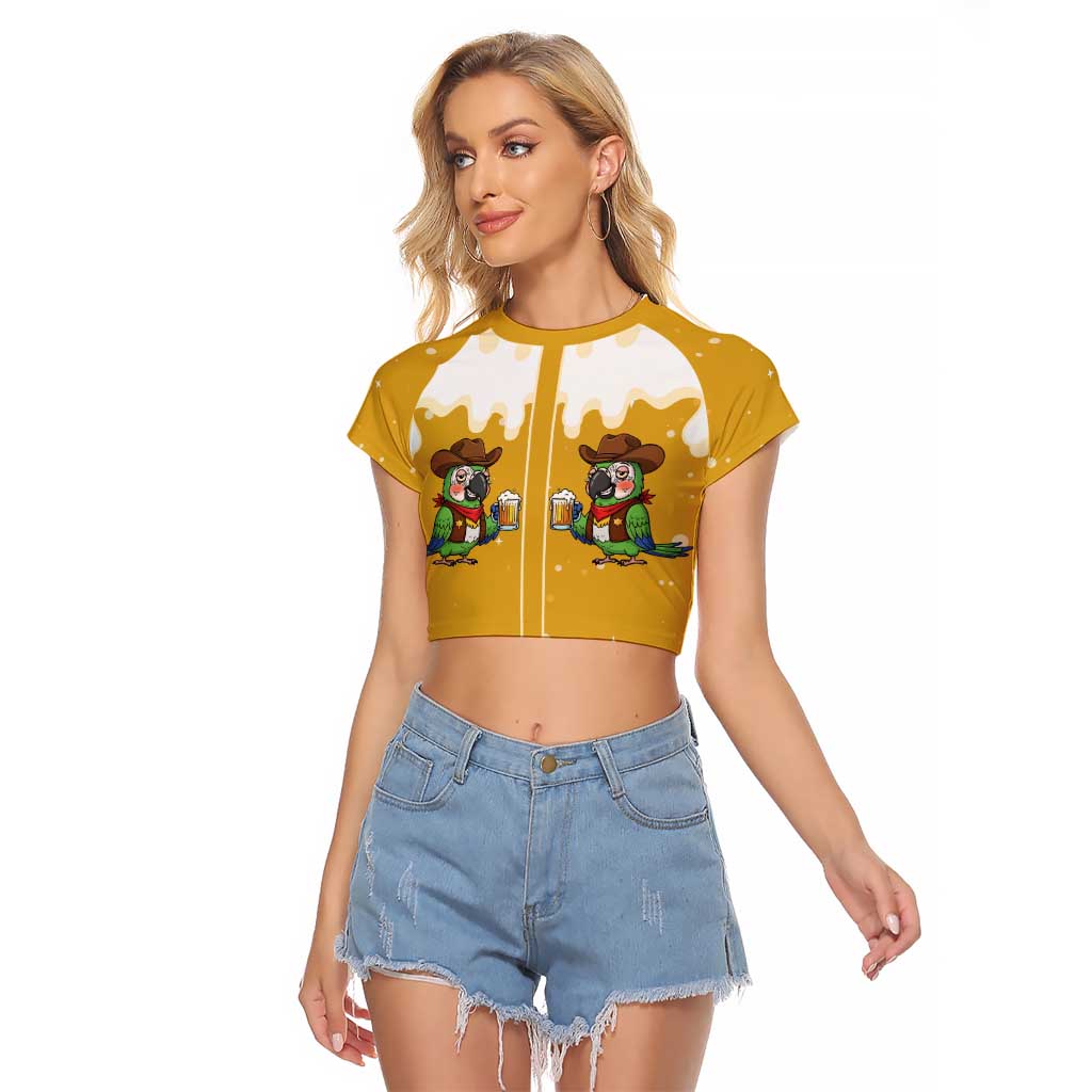 Western Yoke Raglan Cropped T Shirt Drunk Parrot Cowboy Style - Wonder Print Shop
