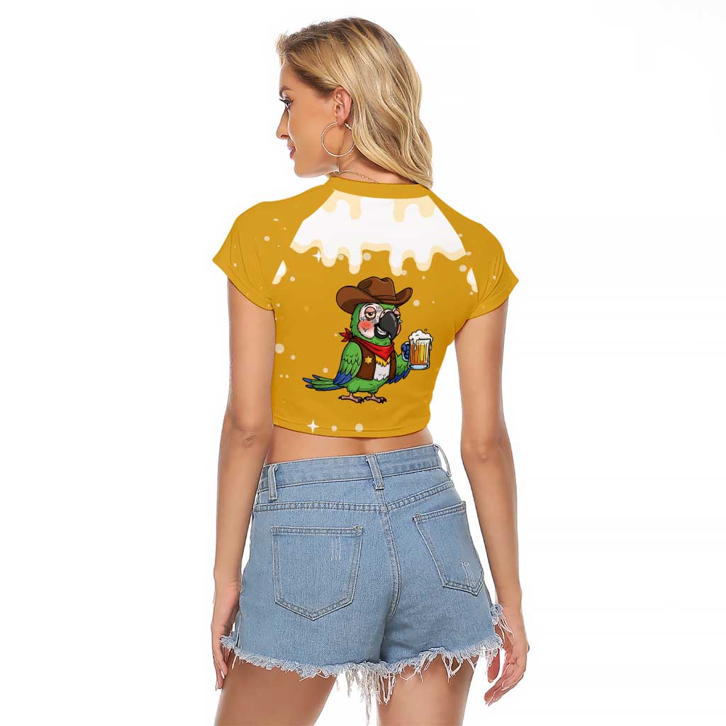 Western Yoke Raglan Cropped T Shirt Drunk Parrot Cowboy Style - Wonder Print Shop