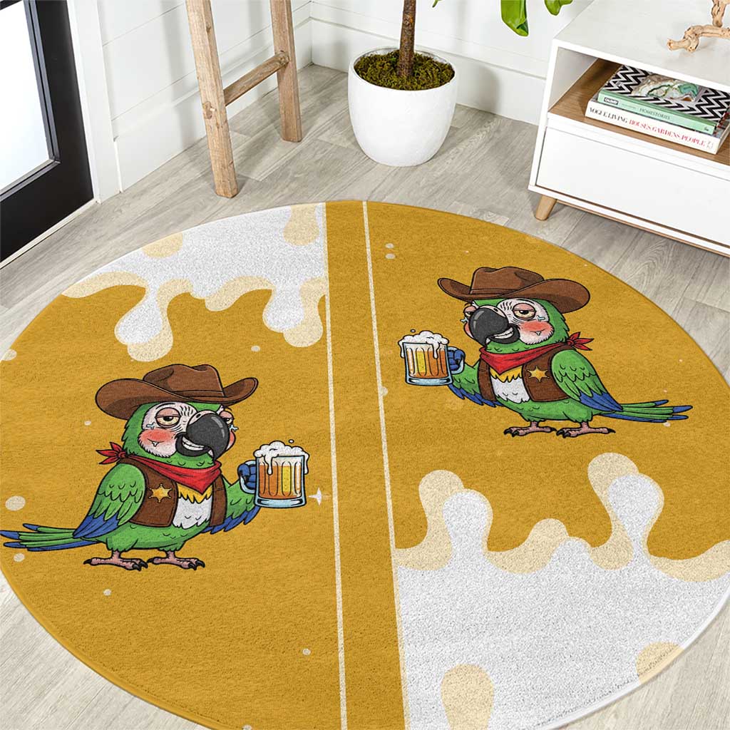 Western Yoke Round Carpet Drunk Parrot Cowboy Style - Wonder Print Shop