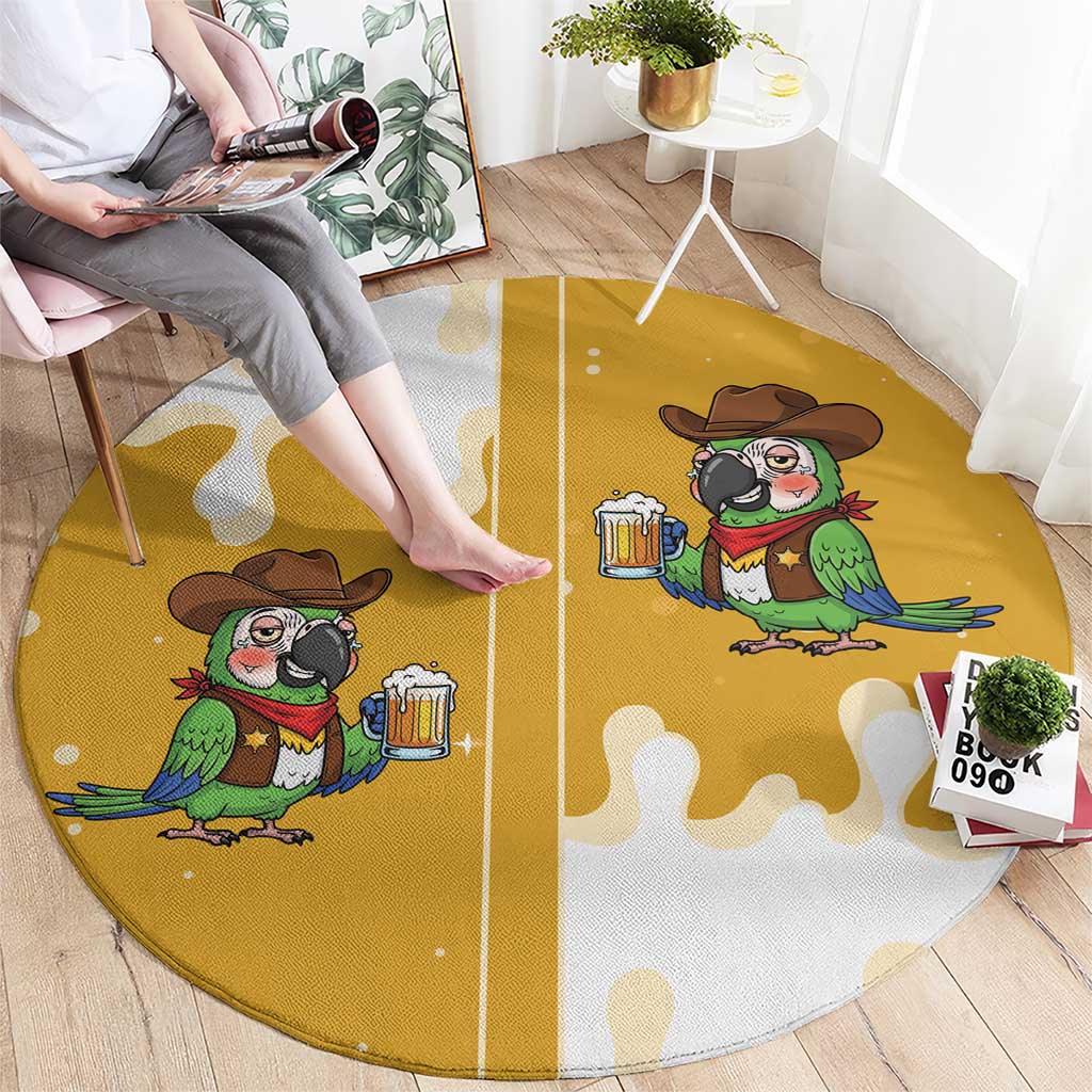 Western Yoke Round Carpet Drunk Parrot Cowboy Style - Wonder Print Shop