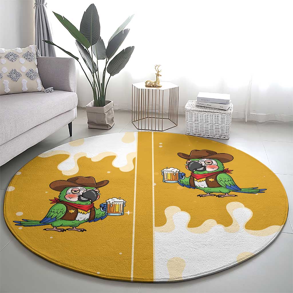 Western Yoke Round Carpet Drunk Parrot Cowboy Style - Wonder Print Shop