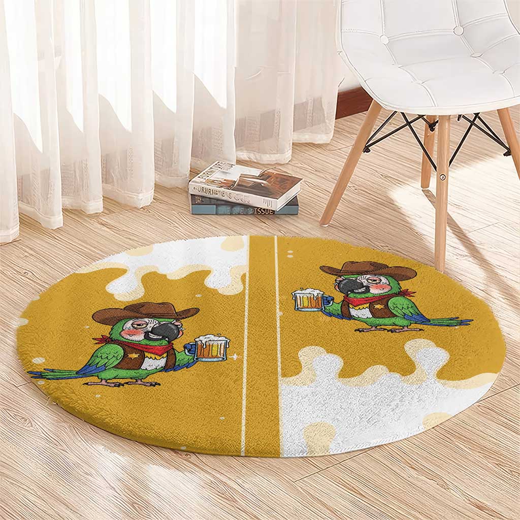 Western Yoke Round Carpet Drunk Parrot Cowboy Style - Wonder Print Shop