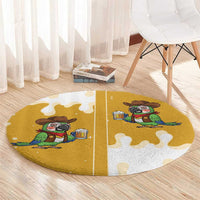 Western Yoke Round Carpet Drunk Parrot Cowboy Style - Wonder Print Shop