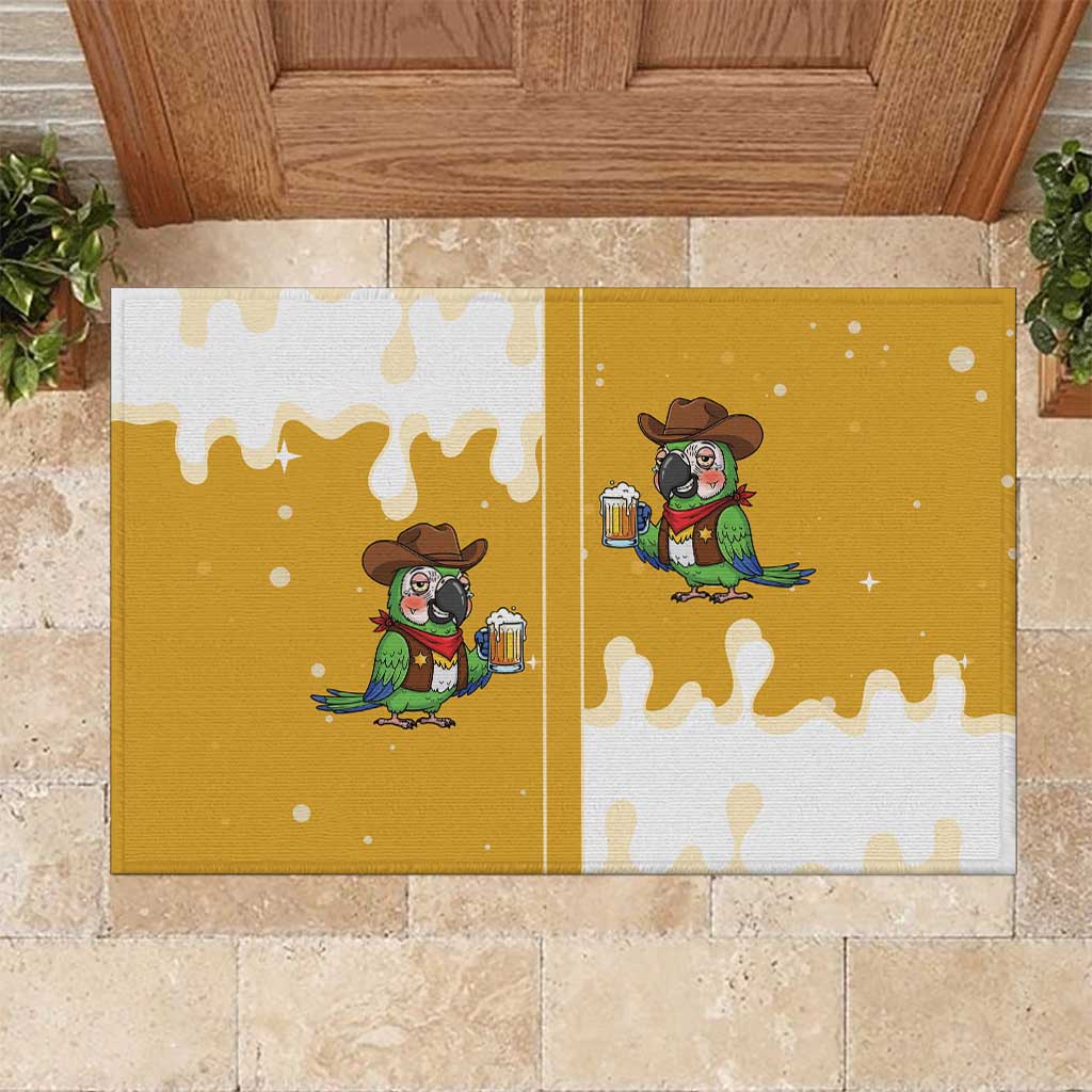 Western Yoke Rubber Doormat Drunk Parrot Cowboy Style - Wonder Print Shop
