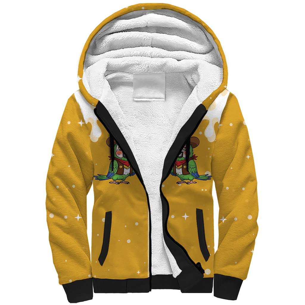 Western Yoke Sherpa Hoodie Drunk Parrot Cowboy Style - Wonder Print Shop