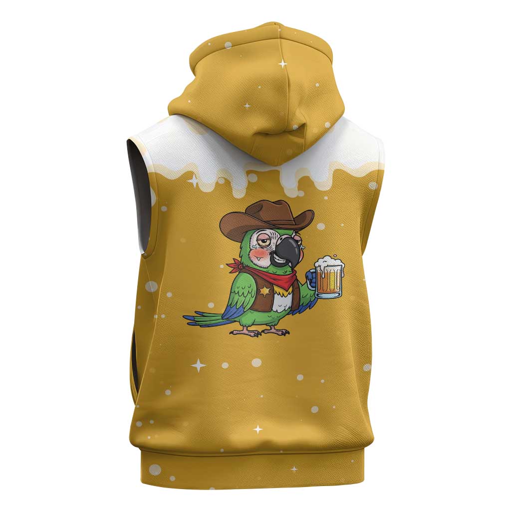 Western Yoke Sleeveless Hoodie Drunk Parrot Cowboy Style - Wonder Print Shop