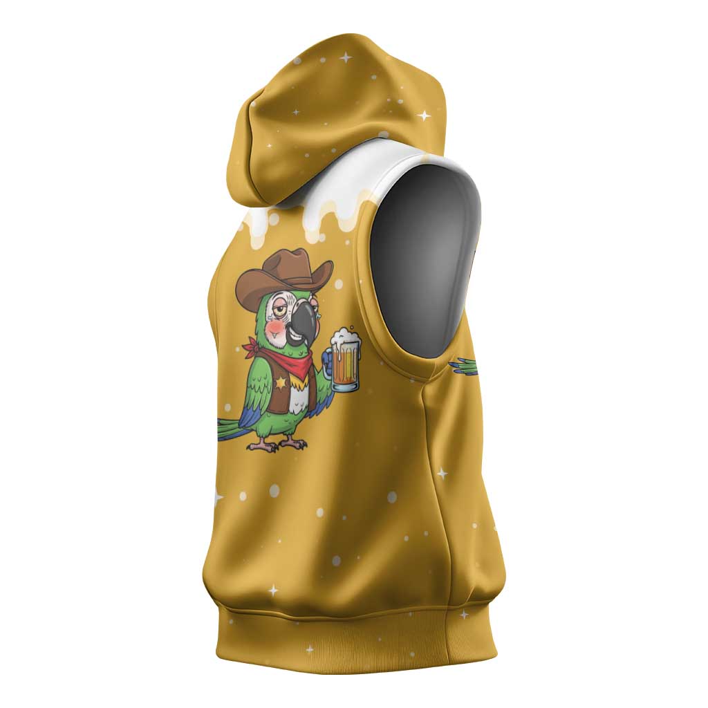 Western Yoke Sleeveless Hoodie Drunk Parrot Cowboy Style - Wonder Print Shop