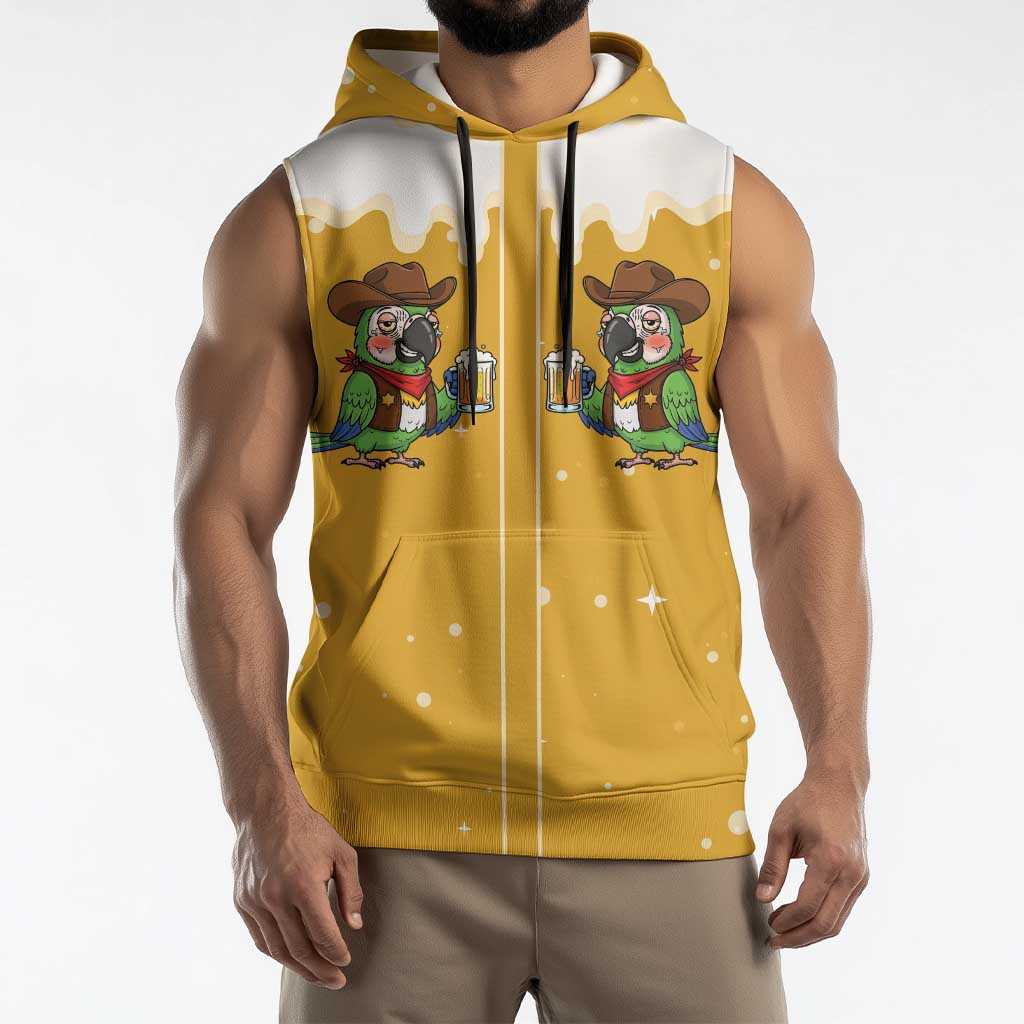 Western Yoke Sleeveless Hoodie Drunk Parrot Cowboy Style - Wonder Print Shop