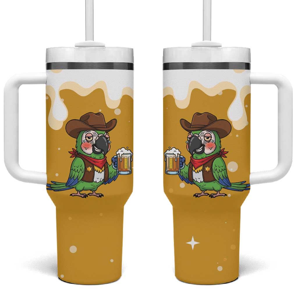 Western Yoke Tumbler With Handle Drunk Parrot Cowboy Style - Wonder Print Shop