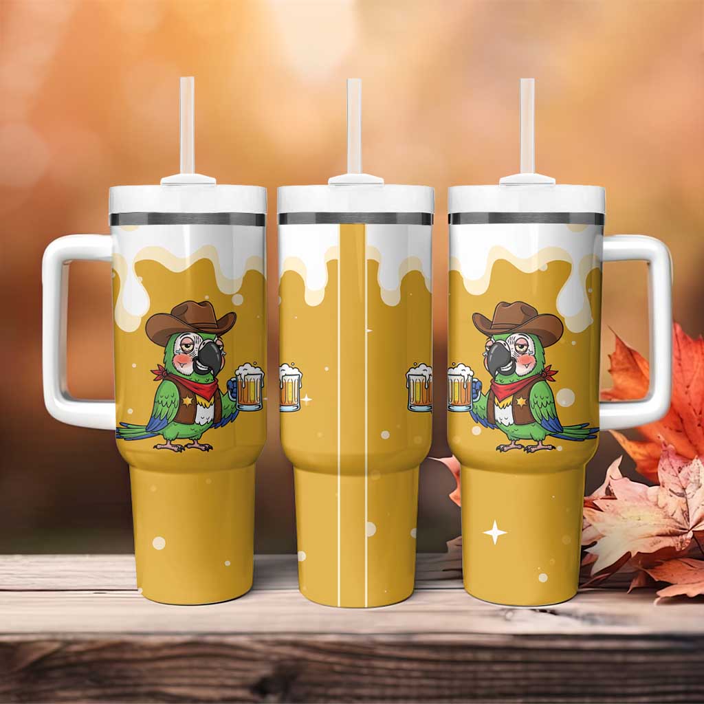 Western Yoke Tumbler With Handle Drunk Parrot Cowboy Style - Wonder Print Shop