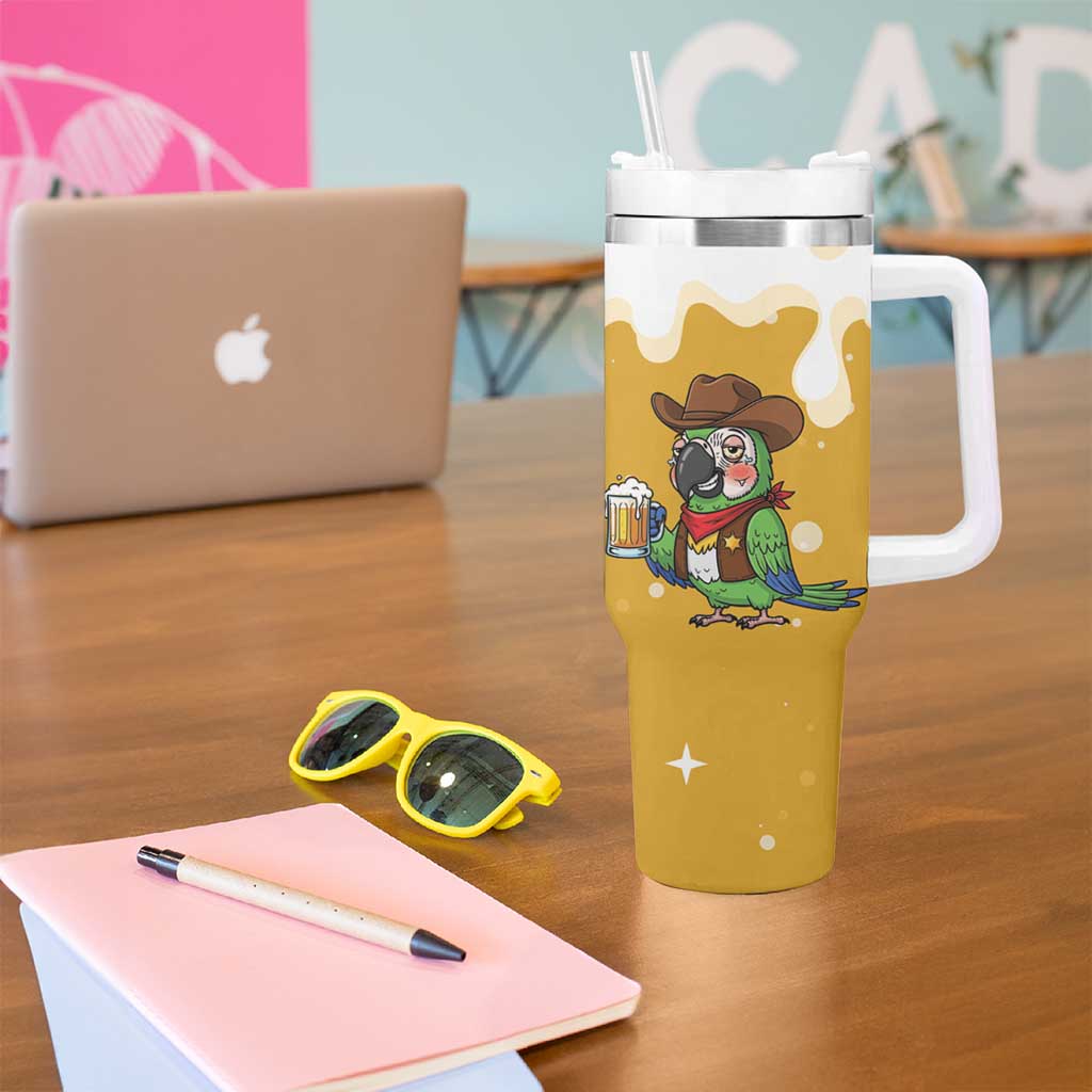 Western Yoke Tumbler With Handle Drunk Parrot Cowboy Style - Wonder Print Shop