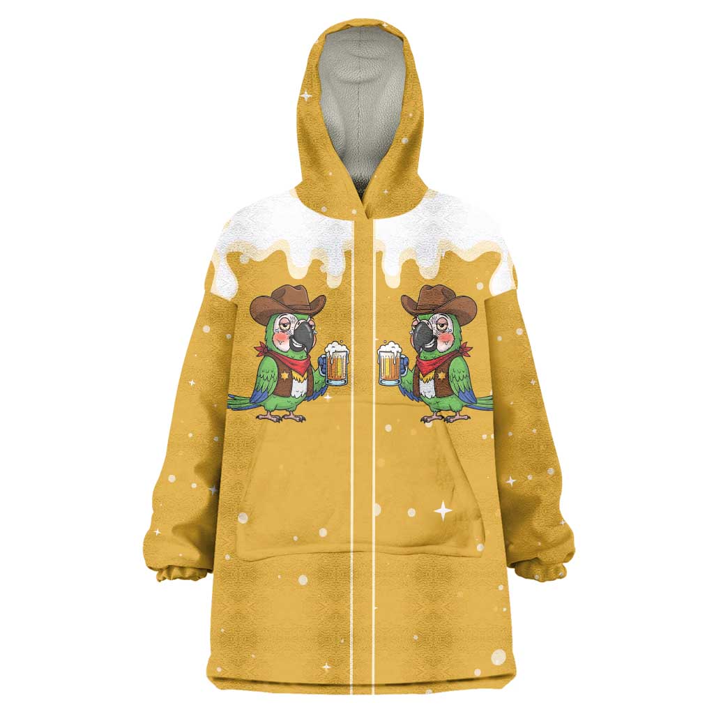 Western Yoke Wearable Blanket Hoodie Drunk Parrot Cowboy Style - Wonder Print Shop