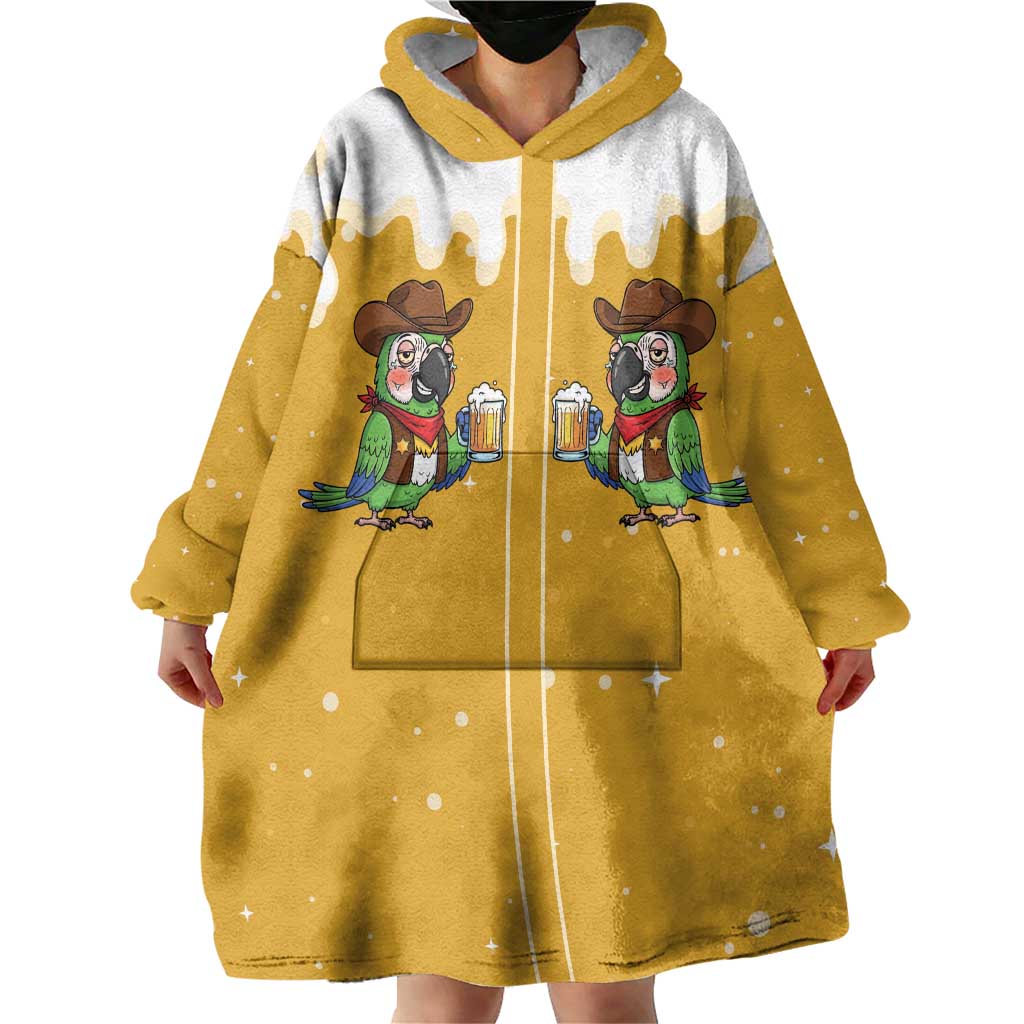 Western Yoke Wearable Blanket Hoodie Drunk Parrot Cowboy Style - Wonder Print Shop
