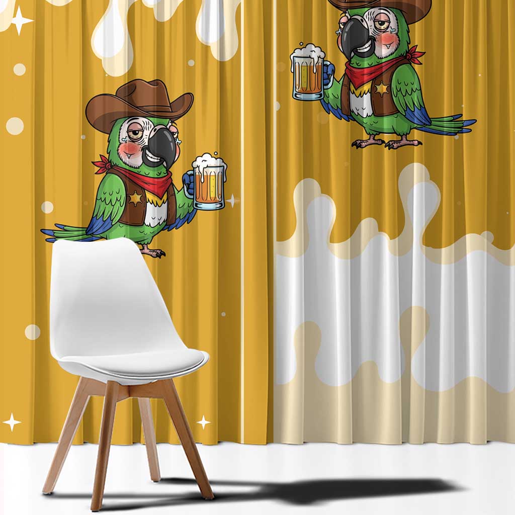 Western Yoke Window Curtain Drunk Parrot Cowboy Style - Wonder Print Shop