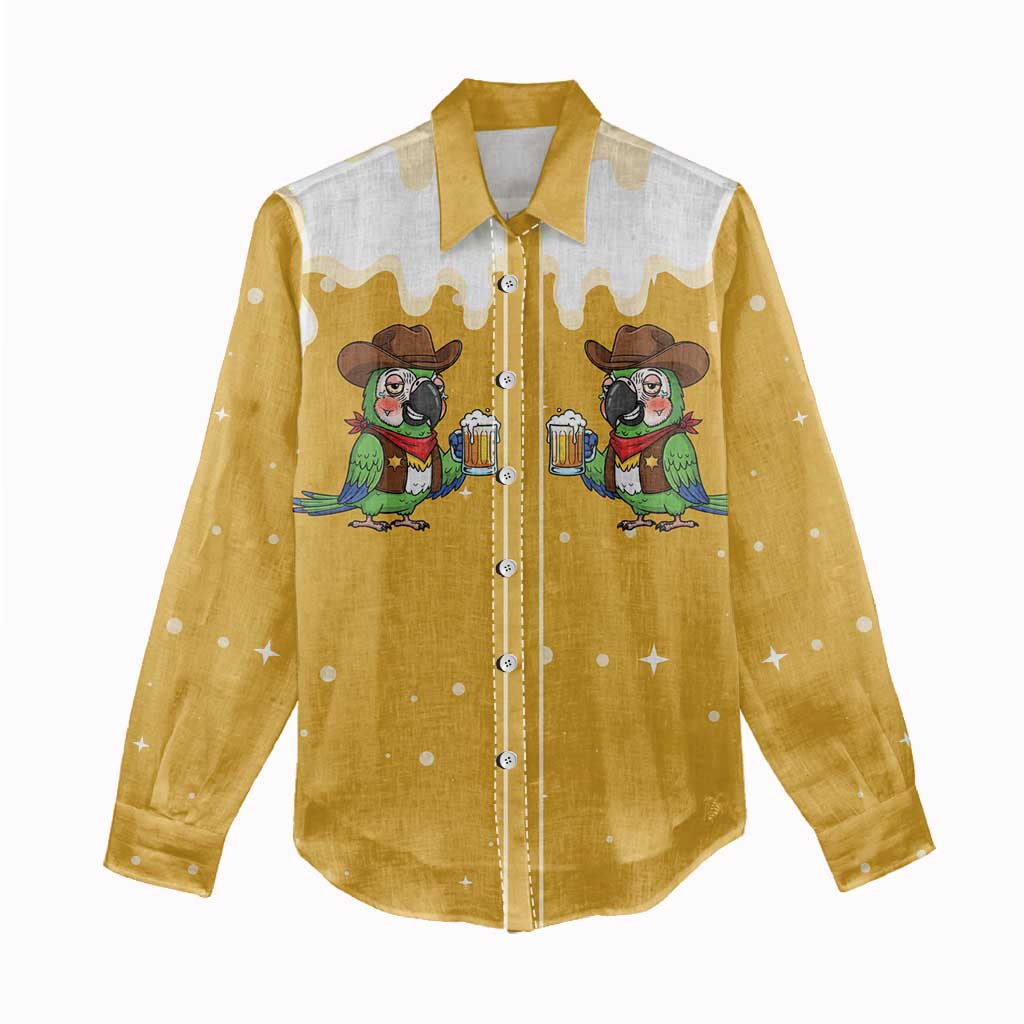 Western Yoke Women Casual Shirt Drunk Parrot Cowboy Style - Wonder Print Shop