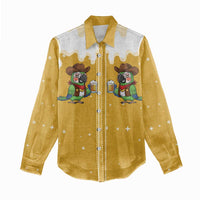 Western Yoke Women Casual Shirt Drunk Parrot Cowboy Style - Wonder Print Shop