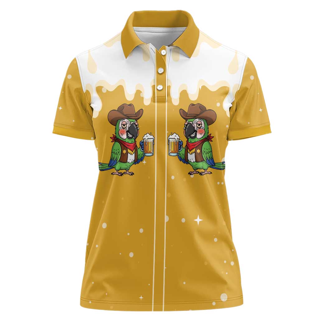 Western Yoke Women Polo Shirt Drunk Parrot Cowboy Style - Wonder Print Shop