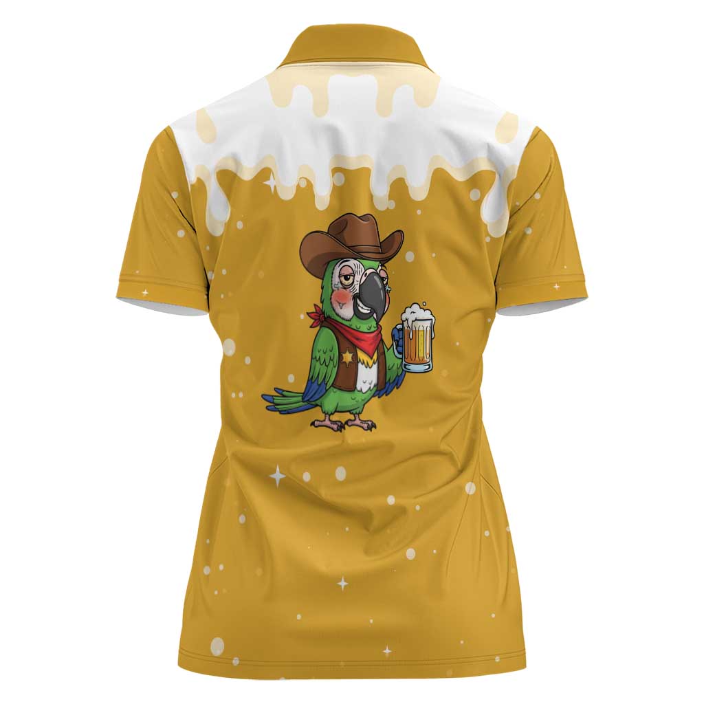 Western Yoke Women Polo Shirt Drunk Parrot Cowboy Style - Wonder Print Shop