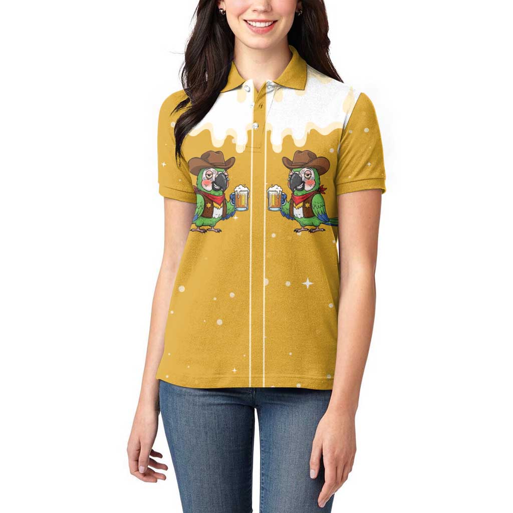 Western Yoke Women Polo Shirt Drunk Parrot Cowboy Style - Wonder Print Shop