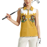 Western Yoke Women Sleeveless Polo Shirt Drunk Parrot Cowboy Style - Wonder Print Shop