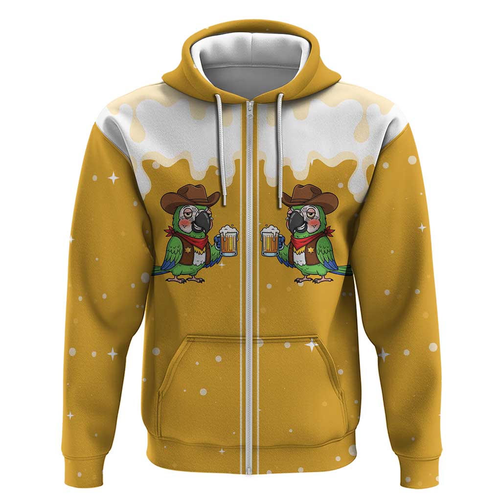Western Yoke Zip Hoodie Drunk Parrot Cowboy Style - Wonder Print Shop