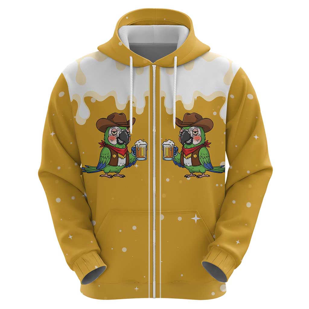 Western Yoke Zip Hoodie Drunk Parrot Cowboy Style - Wonder Print Shop
