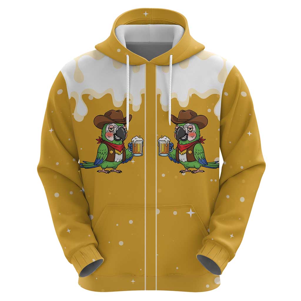 Western Yoke Zip Hoodie Drunk Parrot Cowboy Style - Wonder Print Shop