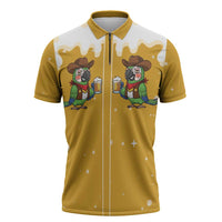 Western Yoke Zipper Polo Shirt Drunk Parrot Cowboy Style - Wonder Print Shop
