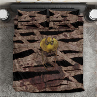 African Halloween Egypt Mummy Wrap Bedding Set Golden Winged Scarab Badge