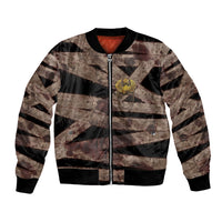 African Halloween Egypt Mummy Wrap Bomber Jacket Golden Winged Scarab Badge