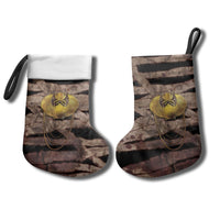 African Halloween Egypt Mummy Wrap Christmas Stocking Golden Winged Scarab Badge
