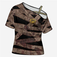 African Halloween Egypt Mummy Wrap Cross Shoulder Shirt Golden Winged Scarab Badge