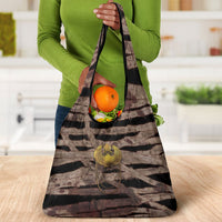 African Halloween Egypt Mummy Wrap Grocery Bag Golden Winged Scarab Badge