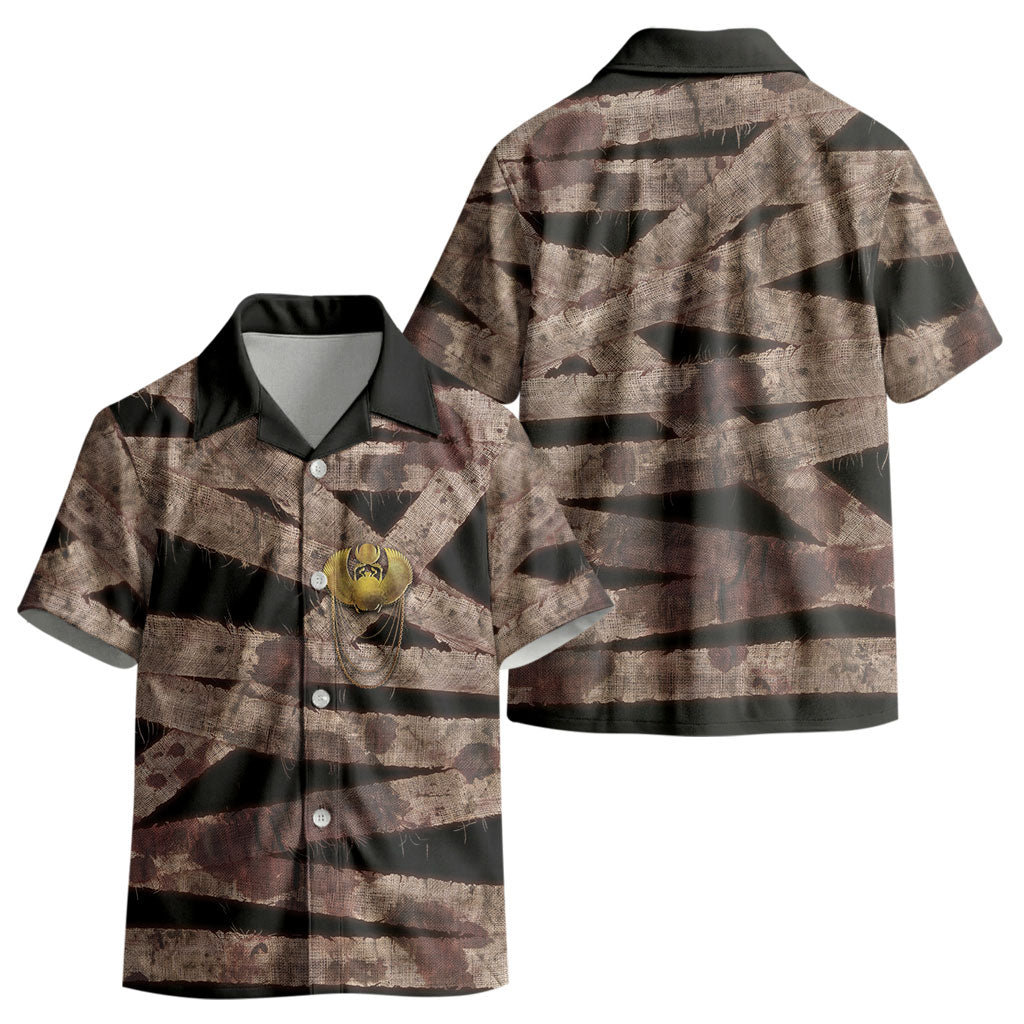 African Halloween Egypt Mummy Wrap Kid Hawaiian Shirt Golden Winged Scarab Badge
