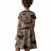 African Halloween Egypt Mummy Wrap Kid Short Sleeve Dress Golden Winged Scarab Badge