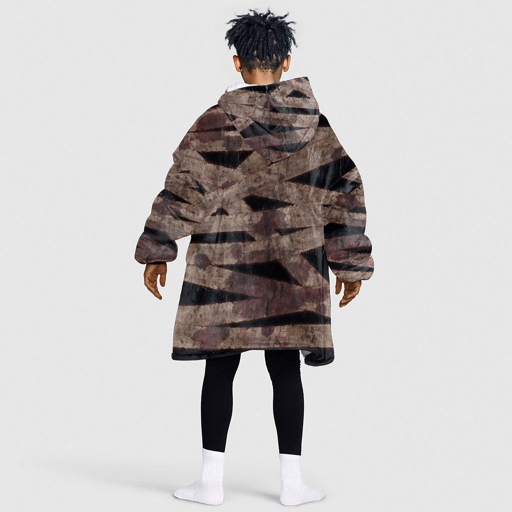 African Halloween Egypt Mummy Wrap Kid Wearable Blanket Hoodie Golden Winged Scarab Badge