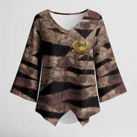African Halloween Egypt Mummy Wrap Kimono Sleeve Blouse Golden Winged Scarab Badge