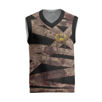 African Halloween Egypt Mummy Wrap Christmas Knitted V-Neck Vest Golden Winged Scarab Badge
