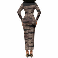 African Halloween Egypt Mummy Wrap Long Sleeve Bodycon Dress Golden Winged Scarab Badge