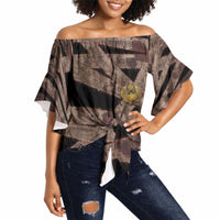 African Halloween Egypt Mummy Wrap Off Shoulder Wrap Waist Top Golden Winged Scarab Badge