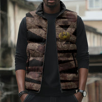 African Halloween Egypt Mummy Wrap Sleeveless Puffer Jacket Golden Winged Scarab Badge