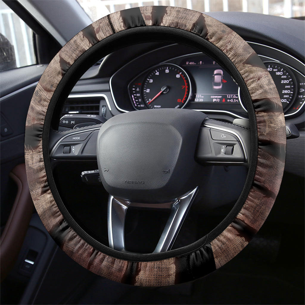 African Halloween Egypt Mummy Wrap Steering Wheel Cover Golden Winged Scarab Badge