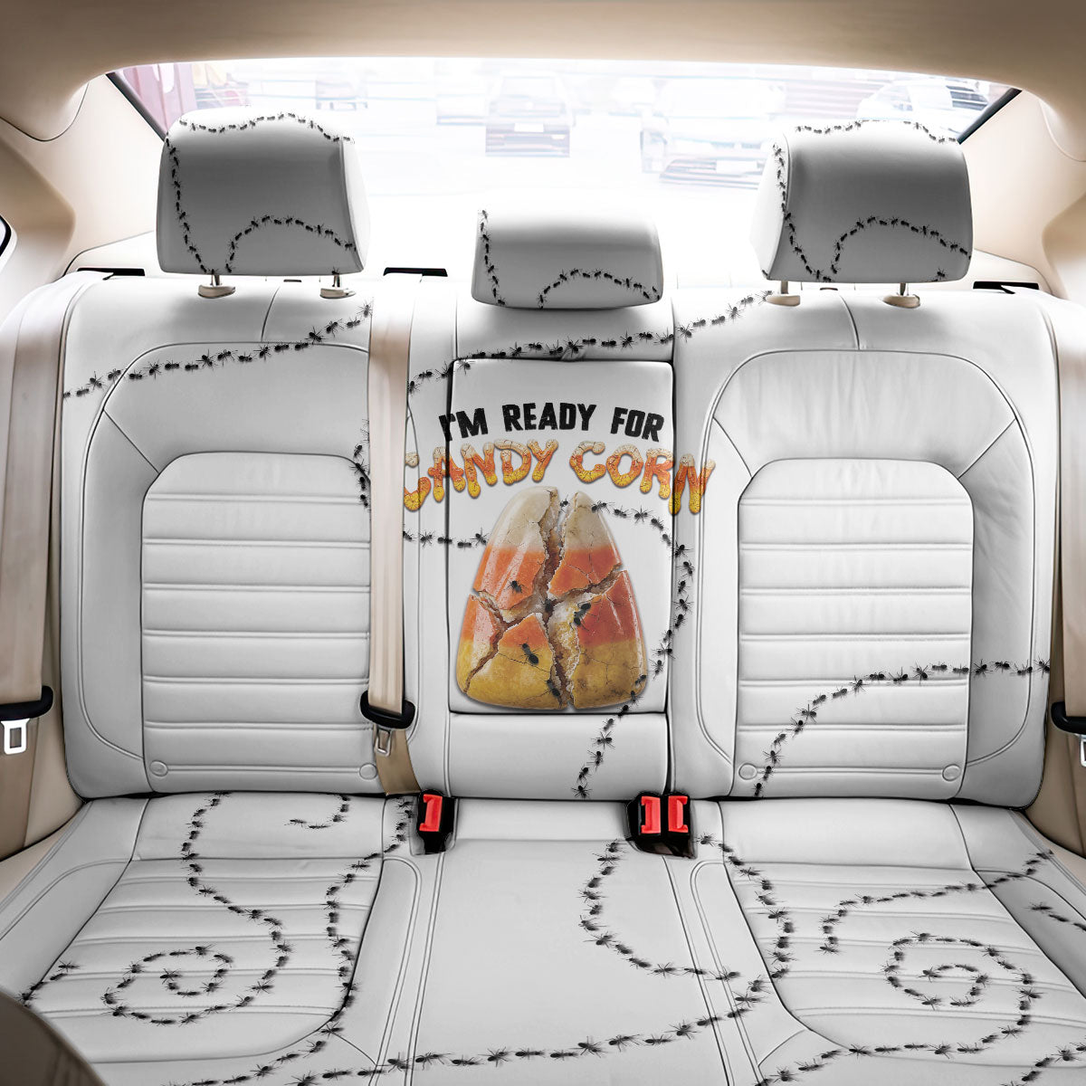 Halloween Ready For Candy Corn Back Car Seat Cover Creepy Ant Trail