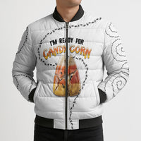 Halloween Ready For Candy Corn Bomber Puffer Jacket Creepy Ant Trail