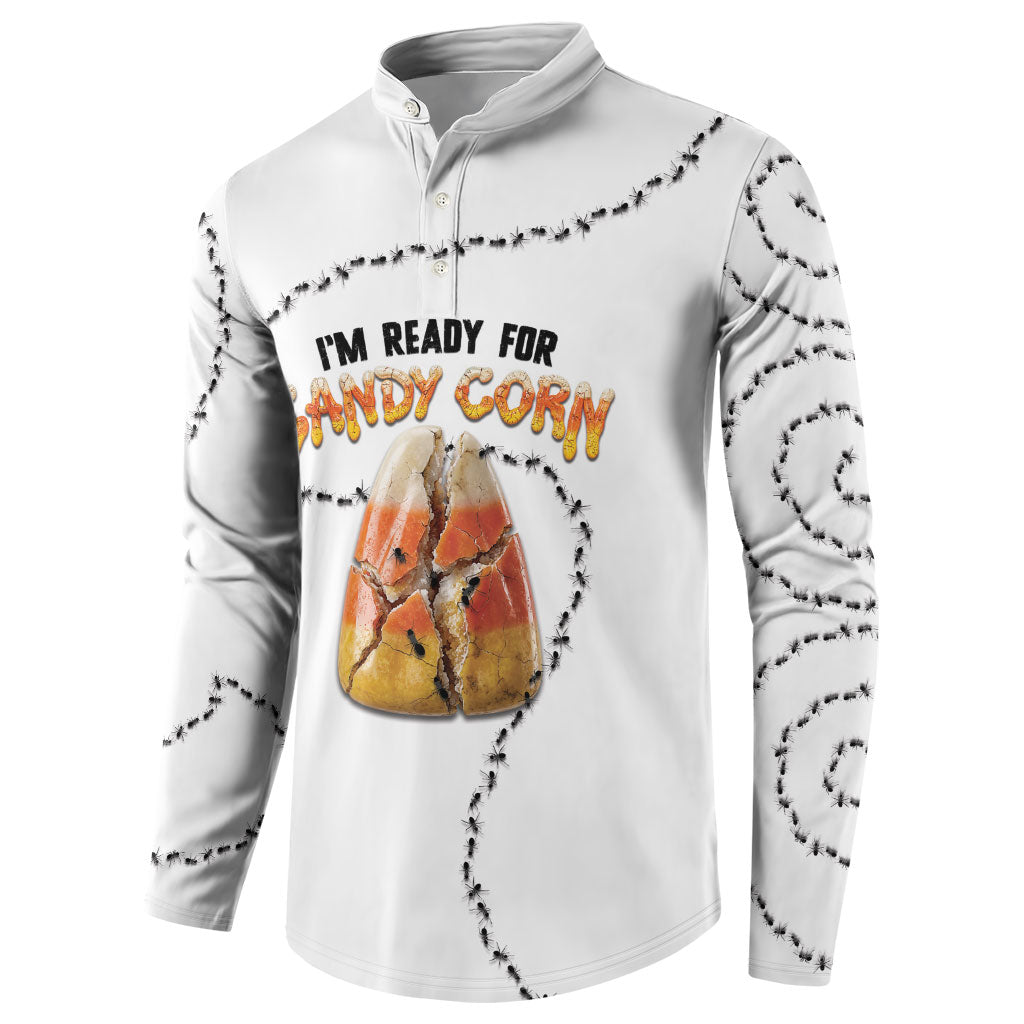Halloween Ready For Candy Corn Button Sweatshirt Creepy Ant Trail