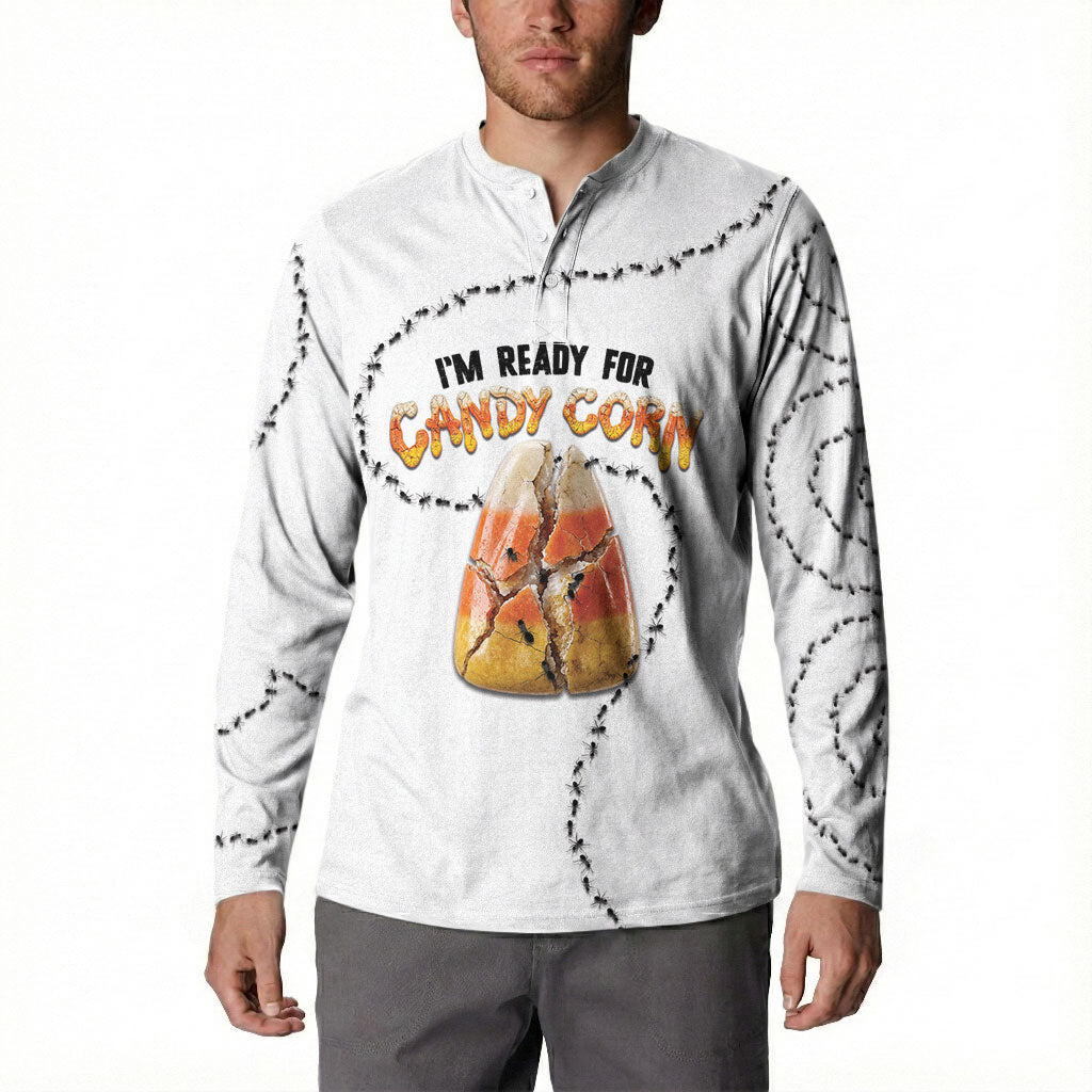 Halloween Ready For Candy Corn Button Sweatshirt Creepy Ant Trail