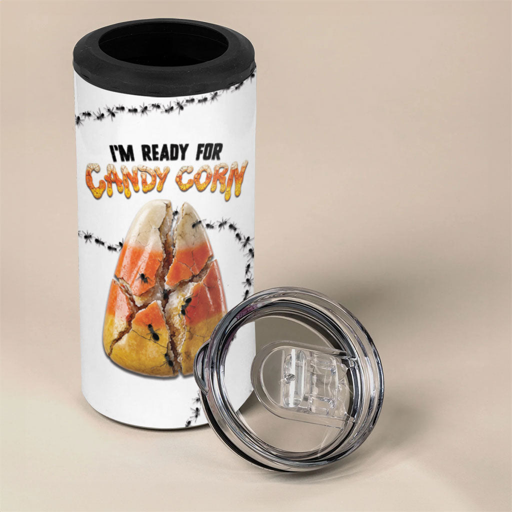 Halloween Ready For Candy Corn 4 in 1 Can Cooler Tumbler Creepy Ant Trail