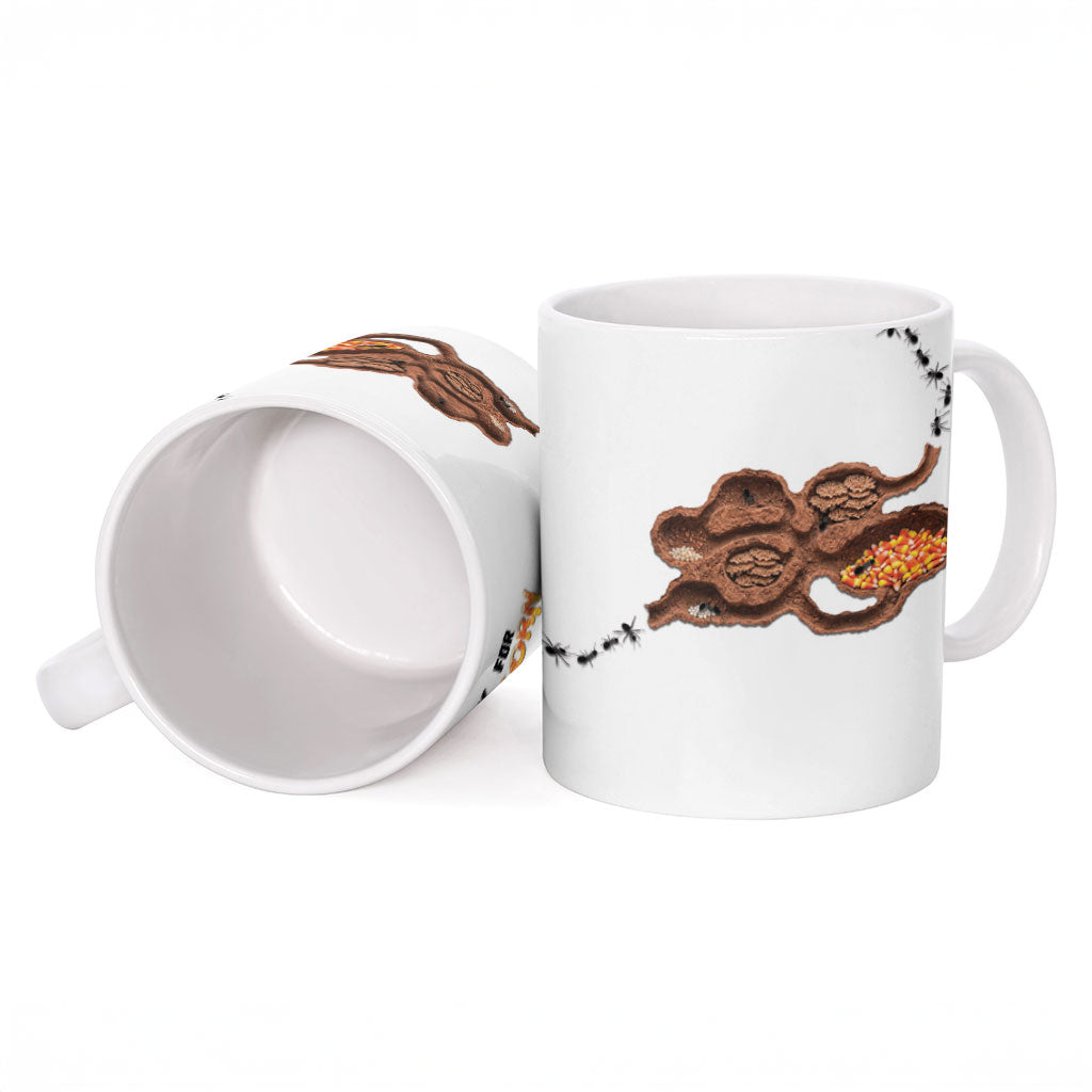 Halloween Ready For Candy Corn Ceramic Mug Creepy Ant Trail