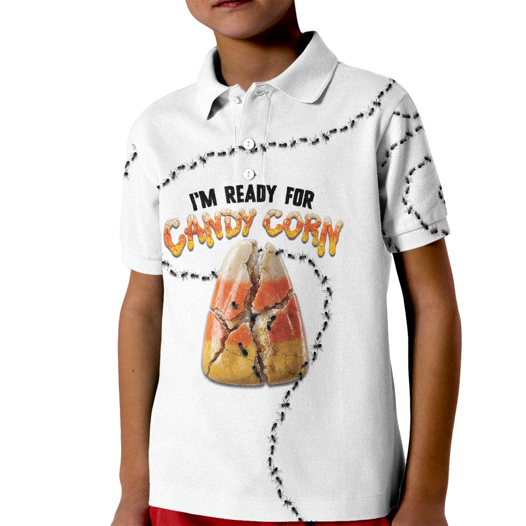 Halloween Ready For Candy Corn Kid Polo Shirt Creepy Ant Trail
